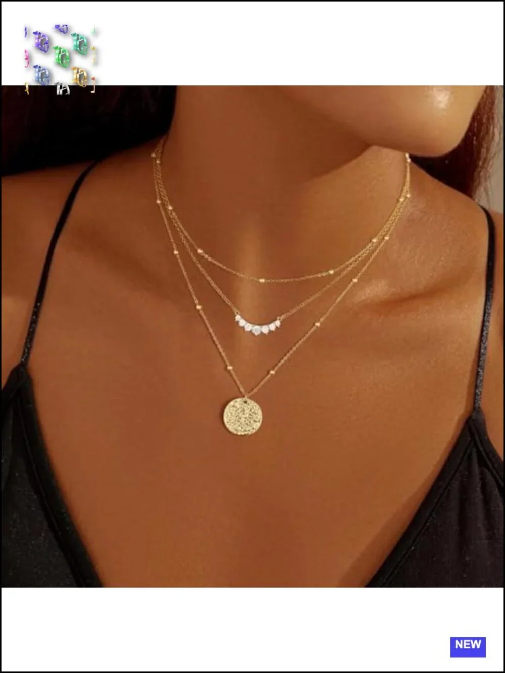 14K Gold Plated Layered Necklace Set with Cubic Zirconia